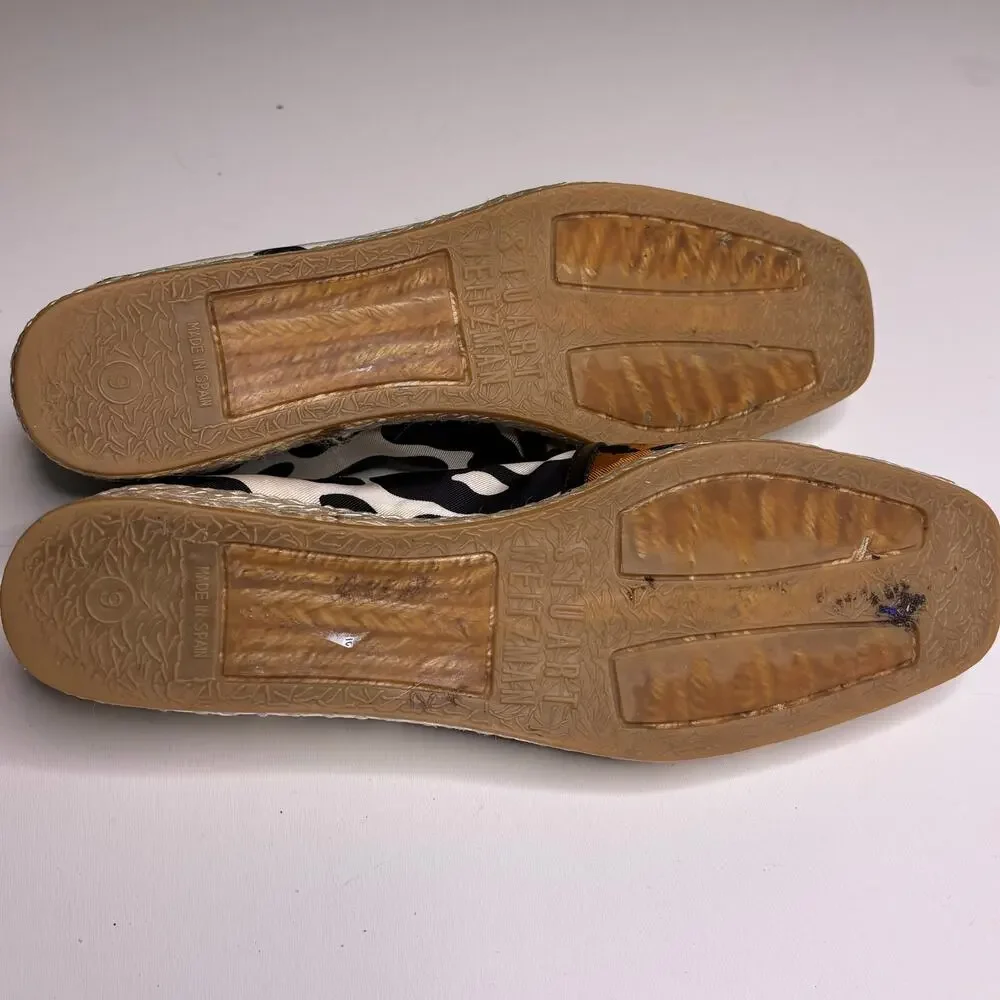 Stuart Weitzman Animal Print Slip On Mini Wedge Espadrilles Square Toe 9
